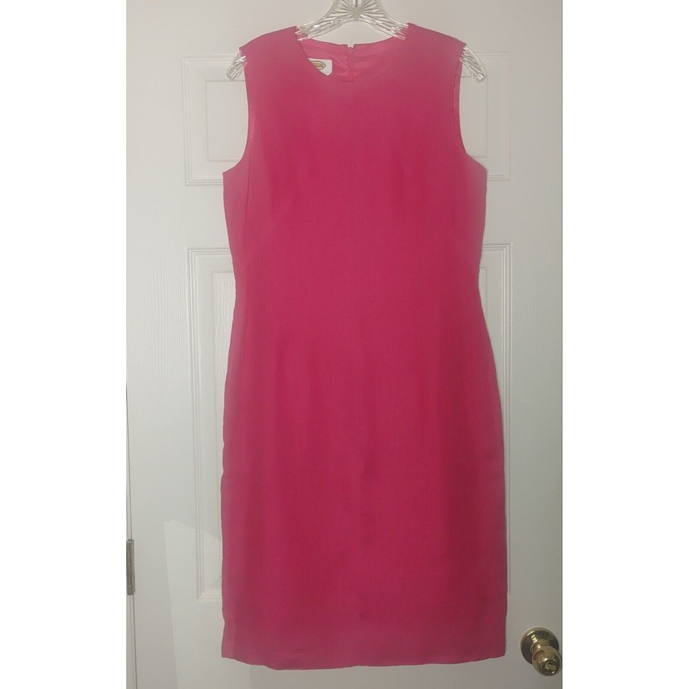 Talbots 100% Irish Linen Pink Sheath Dress Size 8 Lined Sleeveless Barbiecore